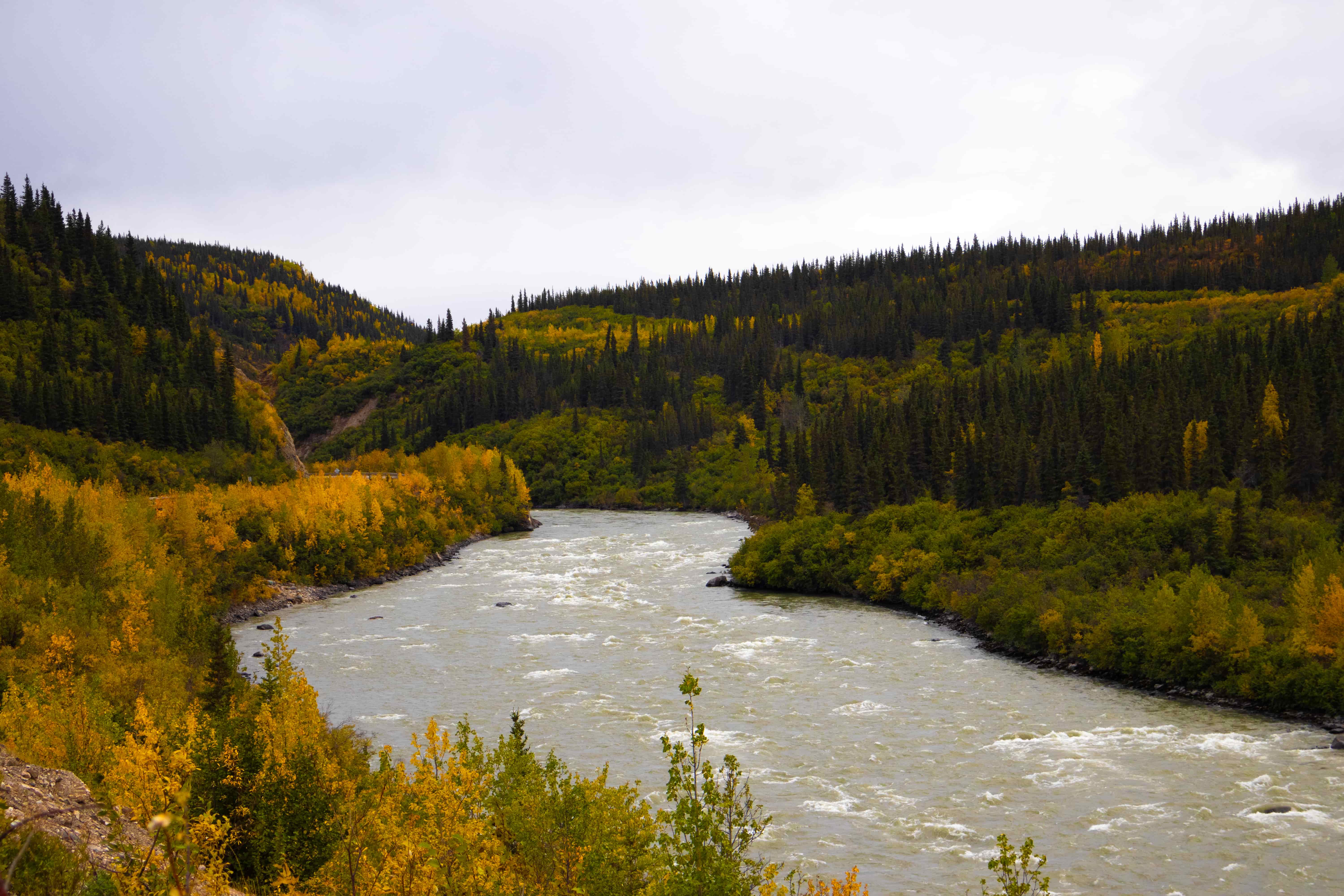 River and mountains during fall